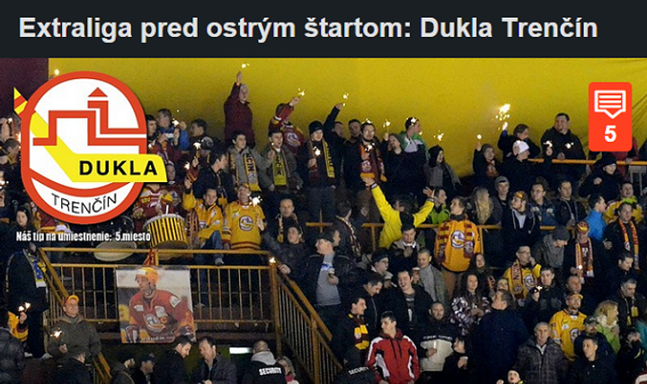 Dukla v médiách - Hokejportal predpovedá piate miesto
